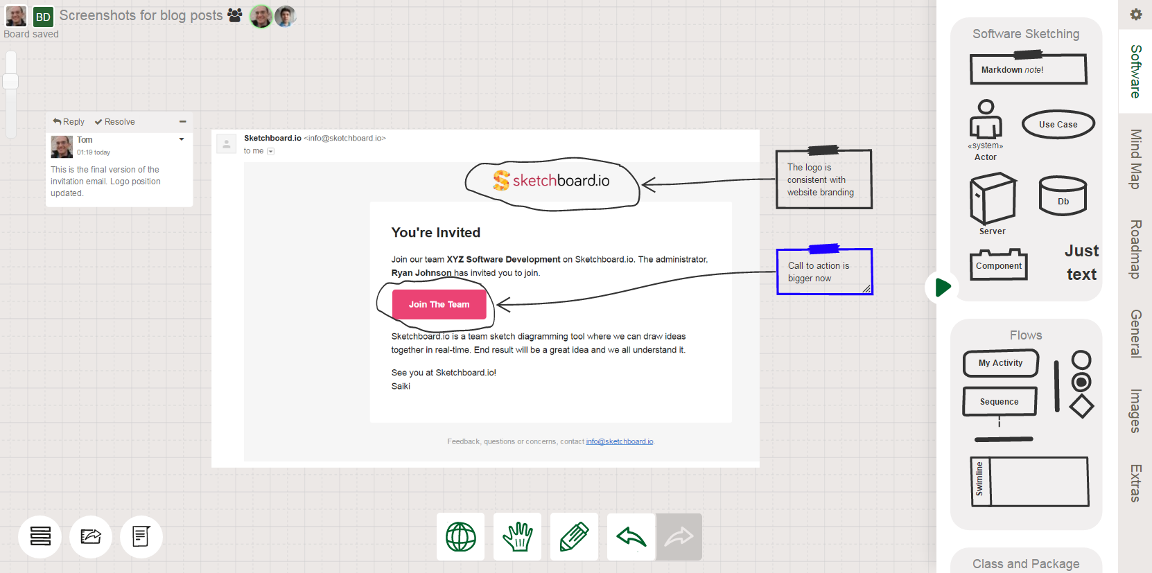 Annotate images with freehand drawings and comments