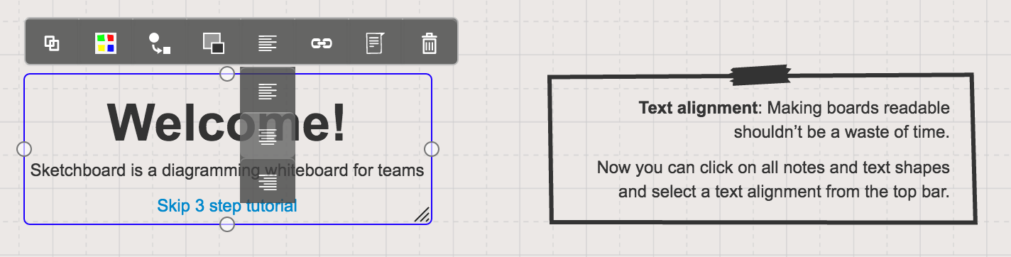 Setting text alignment for note or text shape