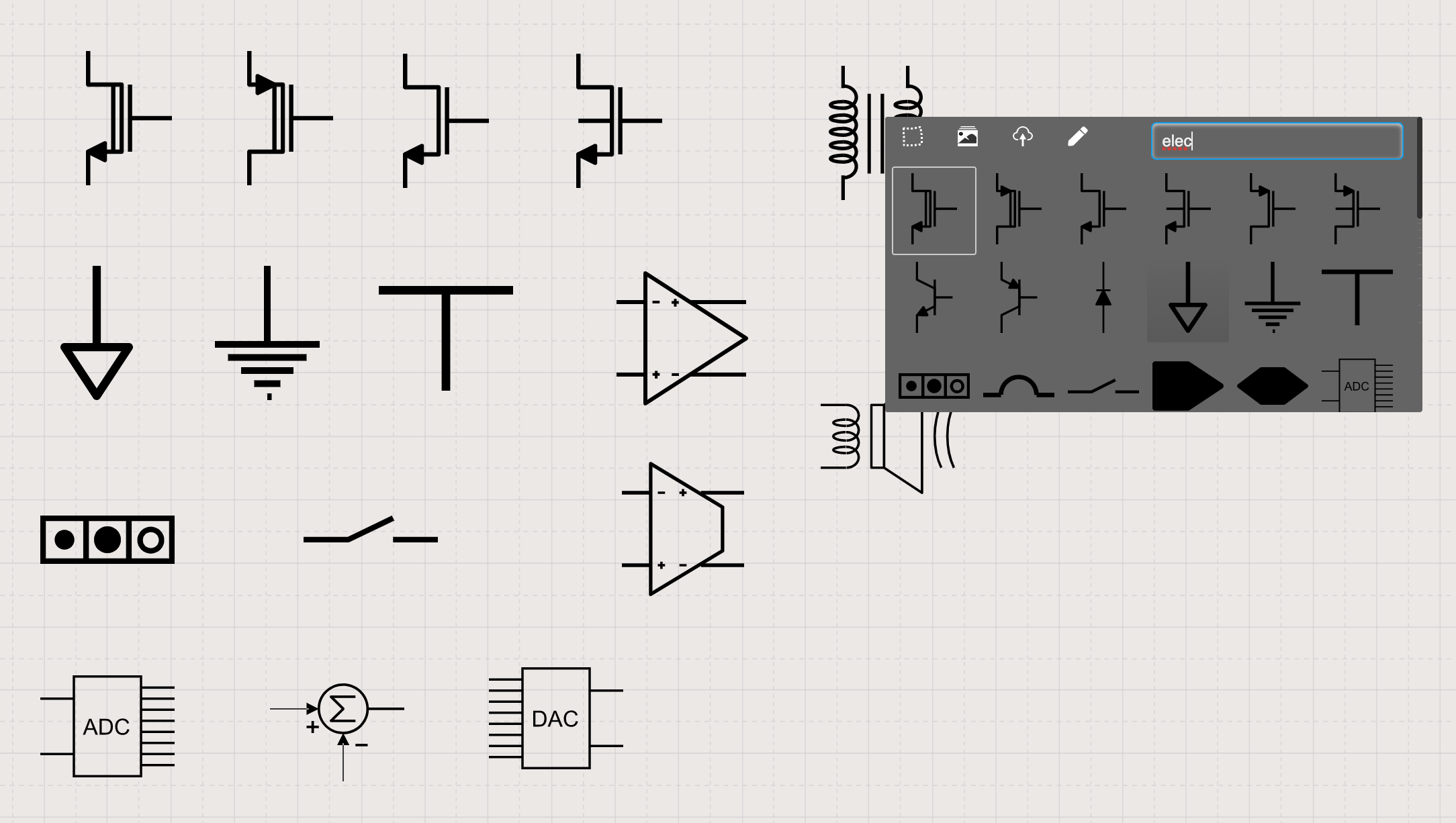 Electronic symbols in Sketchboard