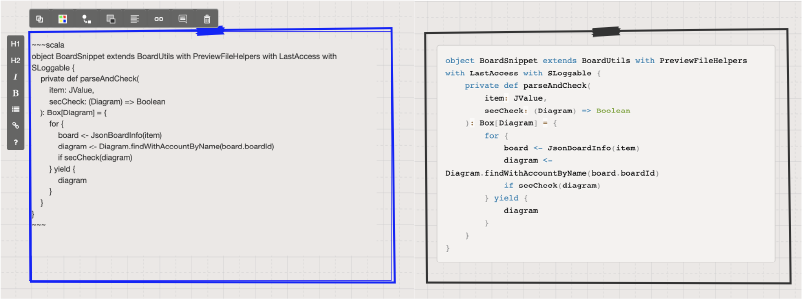 Example scala language syntax highlight with markdown formatting