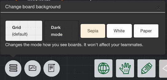 Menu to change background modes on Sketchboard