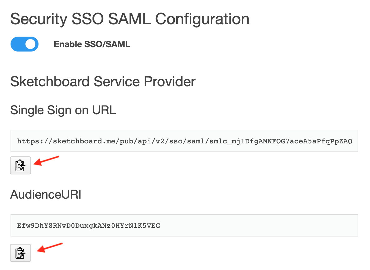 Sketchboard SAML settings